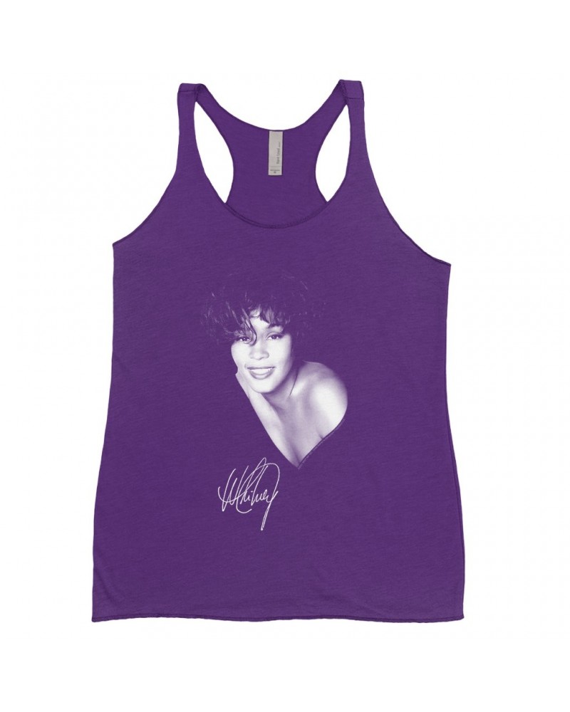 Whitney Houston Bold Colored Racerback Tank | White Whitney Photo And Signature Shirt $6.82 Shirts