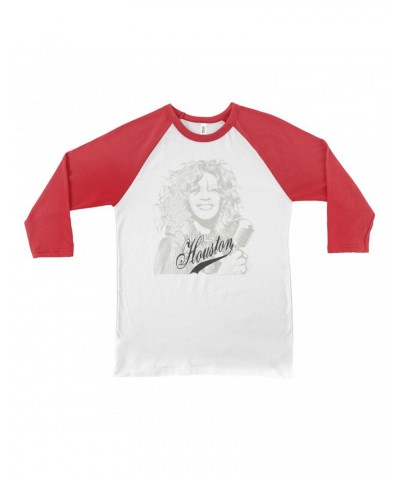 Whitney Houston 3/4 Sleeve Baseball Tee | Houston Sketch And Logo Design Shirt $5.88 Shirts