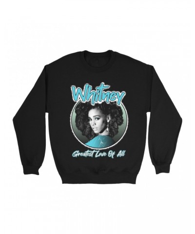 Whitney Houston Sweatshirt | Turquoise Greatest Love Of All Album Design Sweatshirt $3.31 Sweatshirts