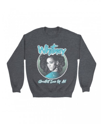 Whitney Houston Sweatshirt | Turquoise Greatest Love Of All Album Design Sweatshirt $3.31 Sweatshirts