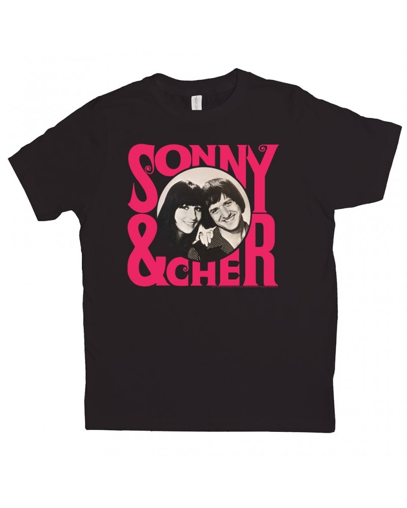 Sonny & Cher Kids T-Shirt | Retro Pink Logo And Photo Kids Shirt $9.63 Kids