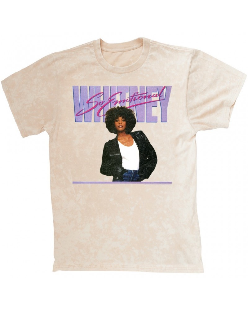 Whitney Houston T-shirt | So Emotional Album Cover Design Distressed Mineral Wash Shirt $15.20 Shirts