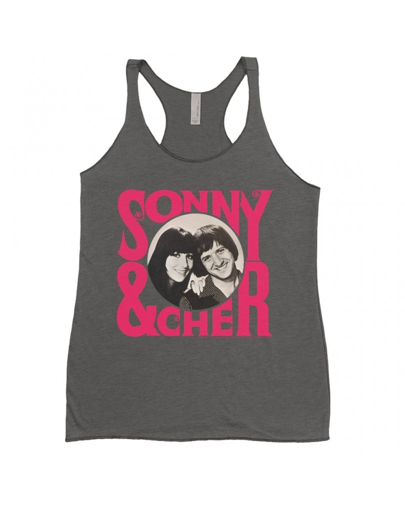 Sonny & Cher Ladies' Tank Top | Retro Pink Logo And Photo Shirt $6.74 Shirts