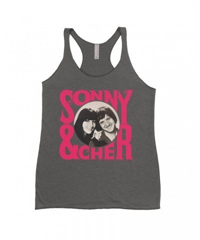 Sonny & Cher Ladies' Tank Top | Retro Pink Logo And Photo Shirt $6.74 Shirts