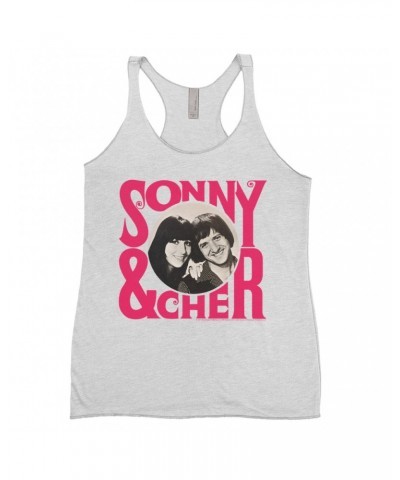 Sonny & Cher Ladies' Tank Top | Retro Pink Logo And Photo Shirt $6.74 Shirts