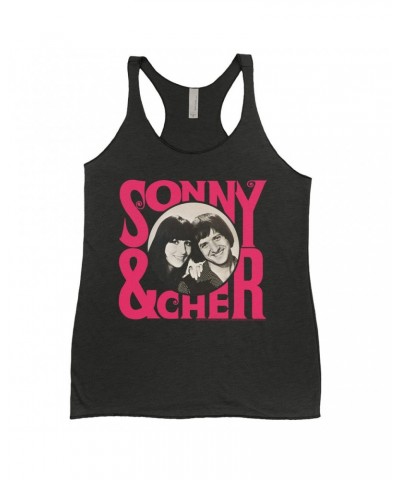 Sonny & Cher Ladies' Tank Top | Retro Pink Logo And Photo Shirt $6.74 Shirts