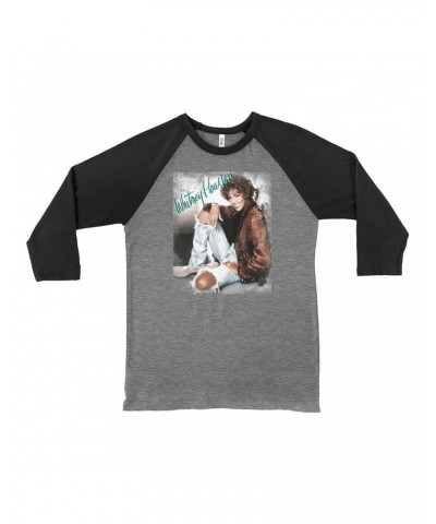 Whitney Houston 3/4 Sleeve Baseball Tee | All The Man That I Need Single Photo Distressed Shirt $7.12 Shirts