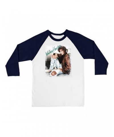 Whitney Houston 3/4 Sleeve Baseball Tee | All The Man That I Need Single Photo Distressed Shirt $7.12 Shirts