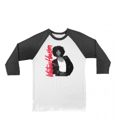 Whitney Houston 3/4 Sleeve Baseball Tee | Album Photo and Red Neon Logo Shirt $5.99 Shirts