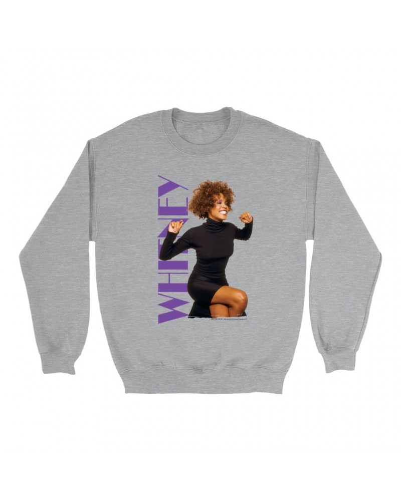 Whitney Houston Sweatshirt | Whitney Photo And Purple Logo Image Sweatshirt $6.64 Sweatshirts