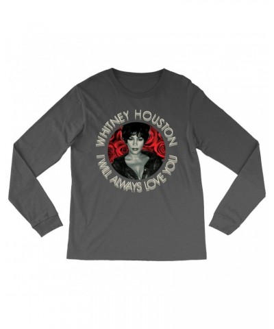 Whitney Houston Long Sleeve Shirt | I Will Always Love You Roses Design Shirt $10.77 Shirts