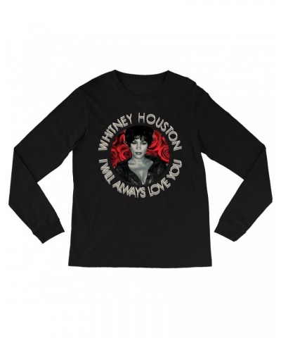 Whitney Houston Long Sleeve Shirt | I Will Always Love You Roses Design Shirt $10.77 Shirts