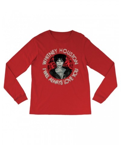 Whitney Houston Long Sleeve Shirt | I Will Always Love You Roses Design Shirt $10.77 Shirts