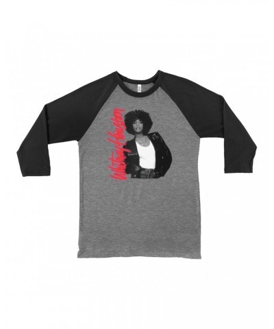 Whitney Houston 3/4 Sleeve Baseball Tee | Album Photo and Red Neon Logo Shirt $5.99 Shirts