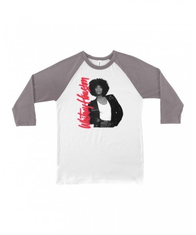 Whitney Houston 3/4 Sleeve Baseball Tee | Album Photo and Red Neon Logo Shirt $5.99 Shirts