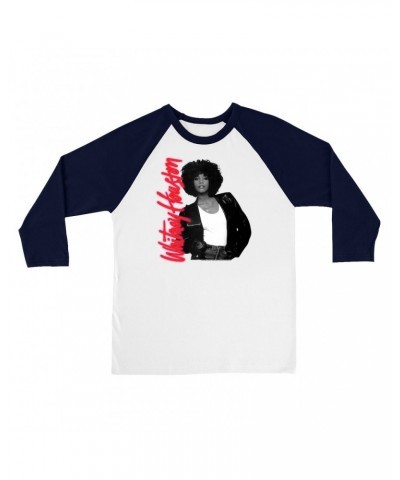 Whitney Houston 3/4 Sleeve Baseball Tee | Album Photo and Red Neon Logo Shirt $5.99 Shirts