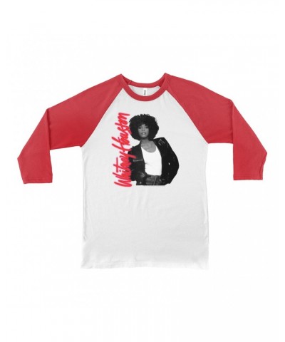 Whitney Houston 3/4 Sleeve Baseball Tee | Album Photo and Red Neon Logo Shirt $5.99 Shirts