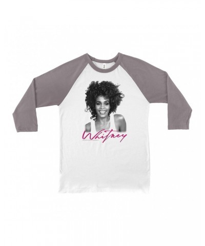 Whitney Houston 3/4 Sleeve Baseball Tee | I Wanna Dance With Somebody Album Photo And Logo Shirt $7.39 Shirts