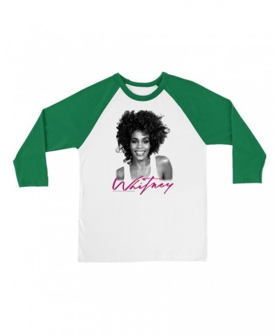 Whitney Houston 3/4 Sleeve Baseball Tee | I Wanna Dance With Somebody Album Photo And Logo Shirt $7.39 Shirts