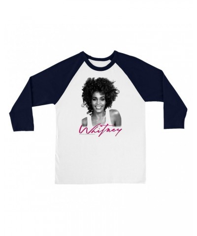 Whitney Houston 3/4 Sleeve Baseball Tee | I Wanna Dance With Somebody Album Photo And Logo Shirt $7.39 Shirts