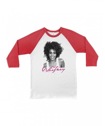 Whitney Houston 3/4 Sleeve Baseball Tee | I Wanna Dance With Somebody Album Photo And Logo Shirt $7.39 Shirts