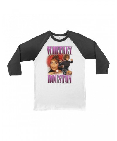 Whitney Houston 3/4 Sleeve Baseball Tee | Purple Collage Design Shirt $6.23 Shirts