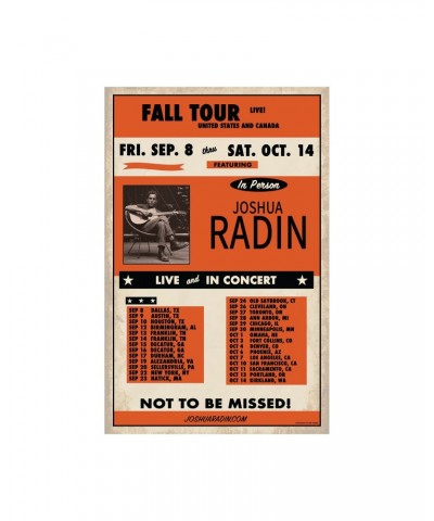 Joshua Radin 2023 Fall Tour Poster $11.24 Decor