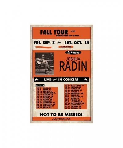 Joshua Radin 2023 Fall Tour Poster $11.24 Decor