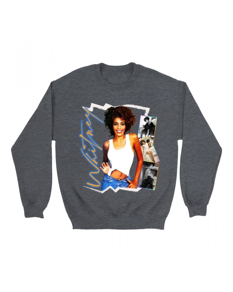 Whitney Houston Sweatshirt | Rainbow Ombre Electric Collage Sweatshirt $8.13 Sweatshirts