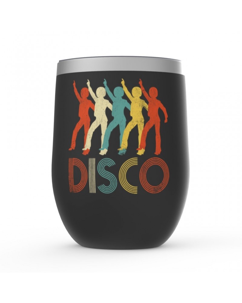 Music Life Wine Tumbler | Colorful Disco Design Distressed Stemless Wine Tumbler $10.85 Drinkware