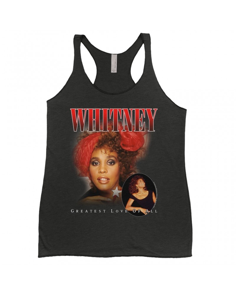 Whitney Houston Ladies' Tank Top | Greatest Love Of All Red Photo Collage Design Shirt $5.51 Shirts